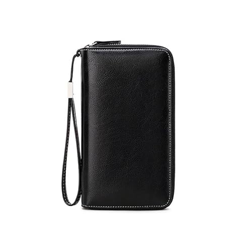 Wallet for Women Clutch RFID Blocking Leather Wristlet Purse Large Capacity Credit Card Holder Peacock Blue One Size(Black)