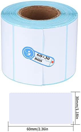 800 Pcs Self Adhesive Labels Stickers, Blank White Address Labels Roll, Sticky Office Kitchen Food Frozen Thermal Stickers Labels for Jars, Printer, Note Mark - 60mm x 30mm