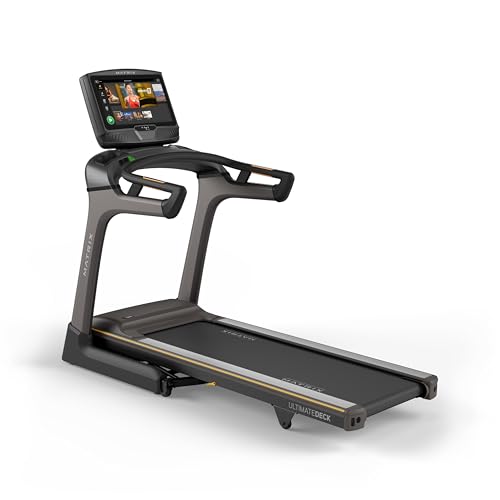 Image of Matrix Fitness TF50 Treadmill with XUR | 22 inch Touchscreen (WiFi+BT+HDMI) | Club-Quality Folding Treadmill for Running, 5K & Marathon | Heavy-Duty Frame, Extra-Thick 20 inchx60 inch Deck, Industrial Cushioning