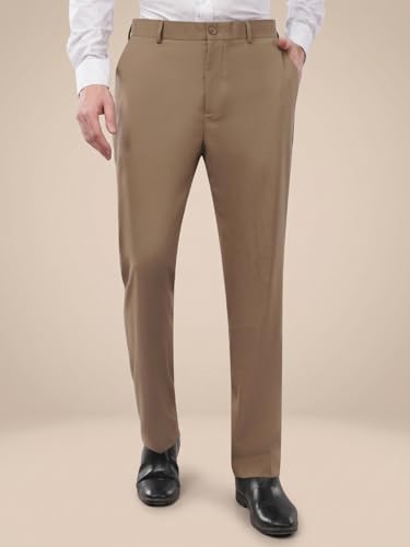 Image of SaintX Men's Regular Fit Formal Trousers | Wrinkle Resistant | Easy Care | Stretchable Triple Blend Fabric | Everyday Office & Business Wear | Comfortable & Breathable Work Wear