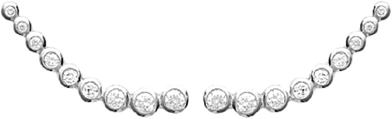 Elizabeth Long Curved Climber Earrings for women trendy with Cubic Zirconia In .925 Sterling Silver Plated Rhodium, 18K Rose Gold Plated or 18K Gold Plated I Hypoallergenic Earrings for Teen Girls I Bridal Earrings for Wedding I Bride Gifts