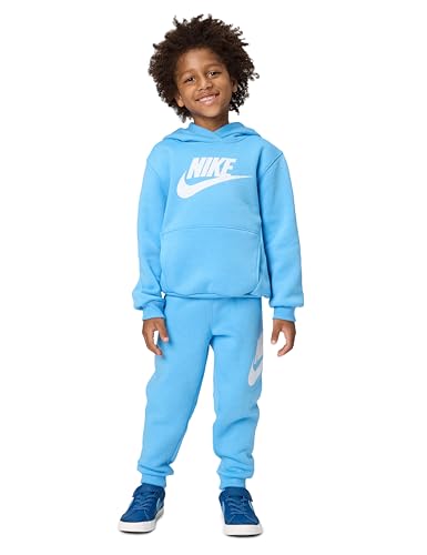 Image of Nike Kids' Sportswear Club Fleece Pullover Hoodie and Joggers 2-Piece Outfit Set (Large Swoosh Logo)