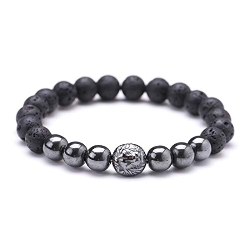 ULGAI Pulsera de hematita de Lava para Hombres Mujeres, Pulsera de curación con Efecto de Terapia magnética, Pulsera de difusor de Piedra de Lava, Pulsera de Alivio del Dolor para la Artritis