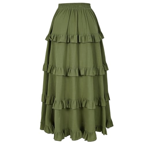 Image of Women's Renaissance Skirt Pirate High-Low Ruffle Maxi Skirts