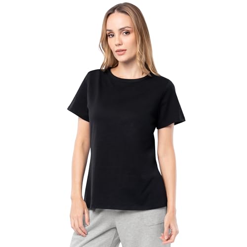 Fruit of the Loom Women's Short Sleeve Crew Neck T-Shirt, 2 Pack, Grey Heather/Black, Large - image 2