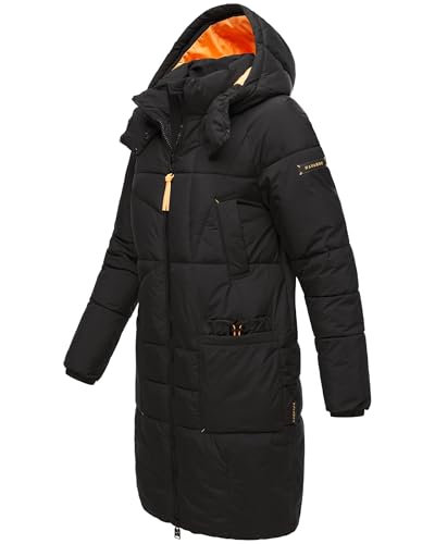 Navahoo Damen Wintermantel warmer Steppmantel mit Kapuze Bliblablubb 14 Black Gr. XL