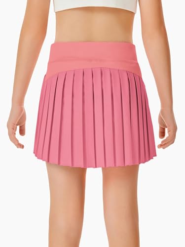 Image of Haloumoning Girls Pleated Skirts with Shorts Athletic Tennis Skorts Sport Performance Skirt with Pockets 4-14 Years