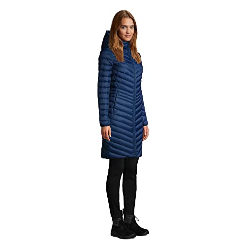 Lands' End Womens Ul Packable Down Coat Deep Sea Navy Petite Medium #TOP2