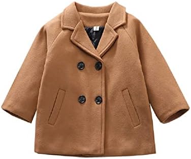 MoZiKQin Toddler Baby Boys Girls Wool Coat Winter Warm Double Breasted Trench Coat Kids Jacket Outwear Clothes (Khaki,3-4T)