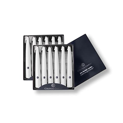 Image of Colonial Candle Unscented Taper Candle, Handipt Collection, White, 6 in, Pack of 12 - Up to 4 Hours Burn