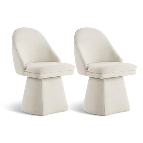 Image of KISLOT Swivel Dining Chairs Modern Desk Chair Upholstered Linen Fabric Side Chair for Kitchen Dining Room Bedroom,Linen,2 Box
