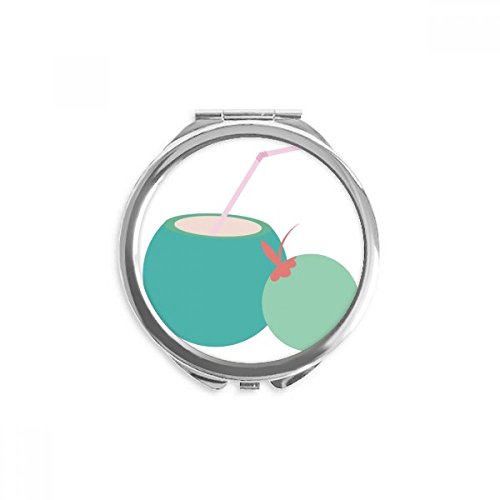 Miroir rond maquillage de poche illustration noix de coco