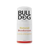 BULLDOG SKINCARE Lemon and Bergamot Roll On Natural Deodorant For Men 75 ml with Natural Fragrance Vegan Approved