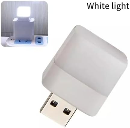 Mini LED Light, Flexible USB Ambient Light, Mini USB LED Light, Portable Car Bulb for Bedroom, Bathroom & Kitchen Use | Plug in Night Light Bulb (White) Set of - 3