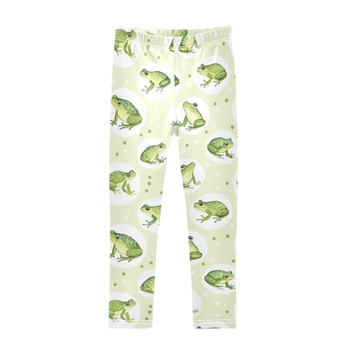 Wusikd Green Frog Girls' Leggings Toddler Doodles Watercolor Kids Yoga Pants Dance Active Tights 4T