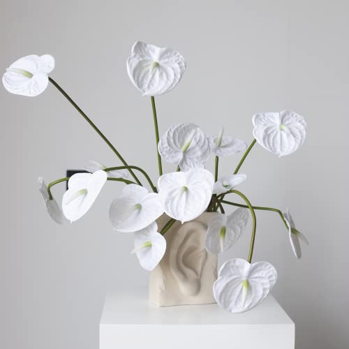 Athomeyuyue 3Pcs 22" Artificial Anthurium Flowers Faux Anthurium Flowers Real Touch Flowers For Wedding,Home,Office,Party,Hotel(White,Small) #TOP3