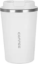 380ML Caneca Térmica De Café Em Aço Inoxidável, Copo De Viagem Portátil Branco