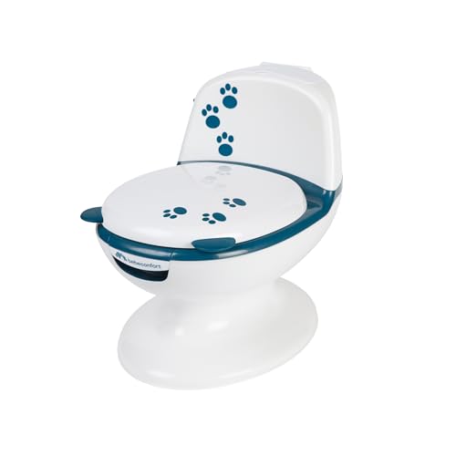 Bebeconfort Mini Size Toilet, Orinal bebé, 1-4 años, 0-20 kg, Diseño realista con protección antisalpicaduras, Sonido real de cisterna, Cubeta extraíble, Fácil de limpiar, Pata de goma, Osito Azul
