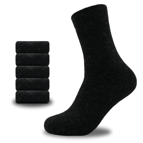 NUOZA Wollsocken Damen 39-42 35-38 Thermosocken Winter Dicke Warme Merino Socken Kuschelsocken 5 Paar,Schwarz,35-42 Cover
