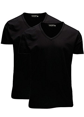 Preisvergleich Produktbild Jack & Jones Herren V-Neck T-Shirt Basic 12059219 2er Pack, Größe:L;Farbe:black