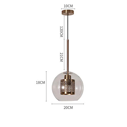 Pendre industriel 1 lampe lustre verre rond bronze suspension rétro