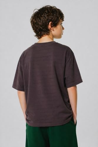 Image of Alan Jones Clothing Boys Oversized T-Shirt with Embossed Stripe Design | Half Sleeve Round Neck Casual Tee for Kids
