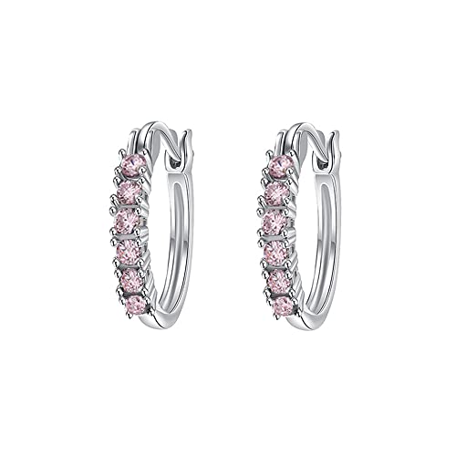 CZ Huggie Hoops Earrings for Women Girls Hypoallergenic Silver Cubic Zirconia Small Hoop Lever Back Click-Top Minimalist Jewelry Gifts for Friends