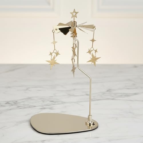 Garosa Candle Spinner Round Triangular Tray Rotating Candlestick Rotary Candle Holder Tea Light Romantic Revolving Spinning Candle Holder for Home Decoration Party Candlestick (Star)