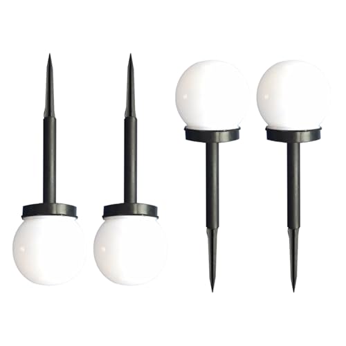ELEOUTI 4 Lampade Solari da Giardino a Forma di Sfera Luce LED Bianca, Resistenti alle Intemperie, Sensore Crepuscolare per Vialetti e Aree Esterne, Installazione Semplice nel Terreno
