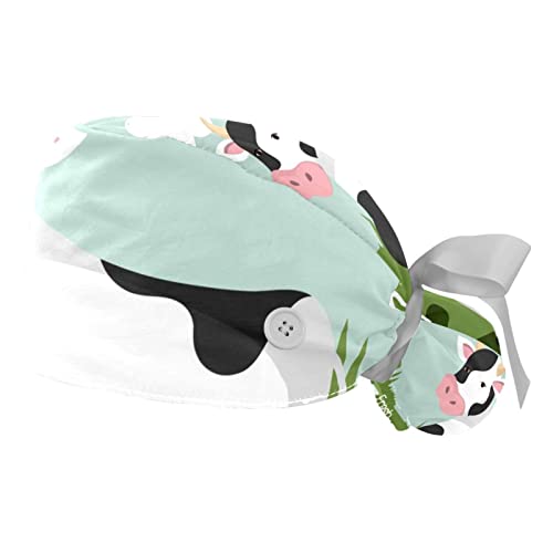 Casquettes de travail ajustables imprimé vache pour cheveux