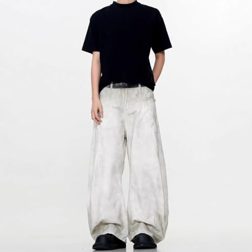 Baggy Jeans for Men Casual Y2k Vintage High Waisted Wide Leg Loose Fit Skater Jeans Hip Hop Streetwear2