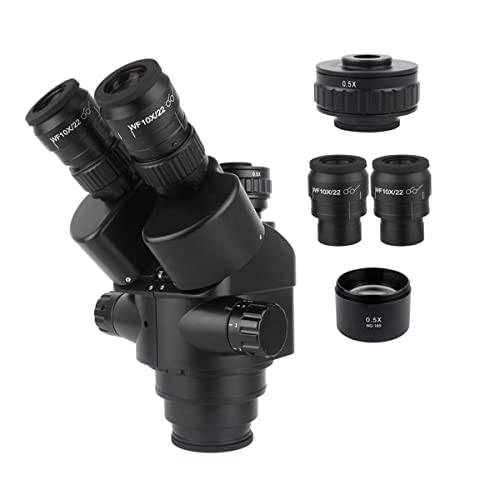 顕微鏡キット 三眼顕微鏡ヘッド 7X-45X 3.5X-90X 同時焦点三眼顕微鏡 ズーム式実体顕微鏡ヘッド 0.5x 2.0x 補助対物レンズ Cマウントカメラ 顕微鏡レンズアダプター(Wiht 0.5x 165mm)