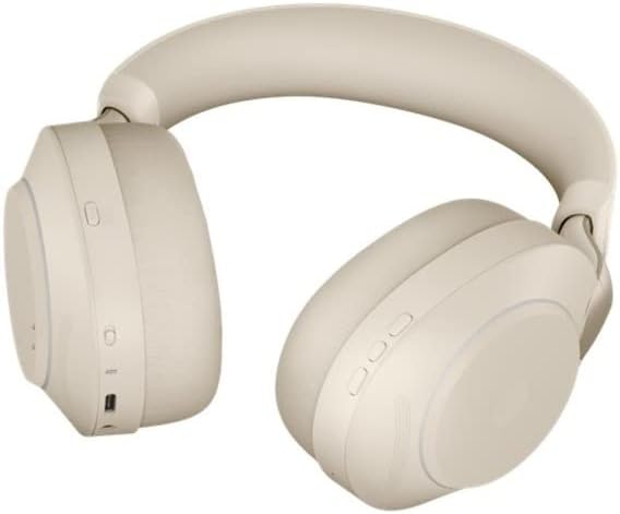 jabra evolve2 85 ms wireless headphones with link380a stereo beige %e2%80%93 wireless bluetooth headset for calls and music 37 hours of battery lif