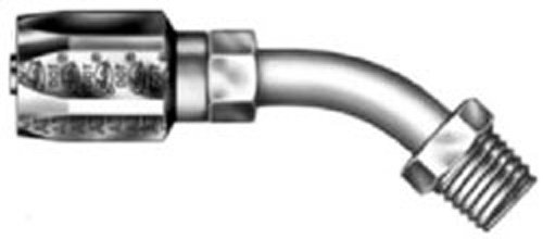 Gates 4C5-4RMIX45 Field Attachable for C5C, C5D and C5M Hose, Male SAE 45 Flare Inverted Swivel, 45 Bent Tube, Steel, 3/16" ID