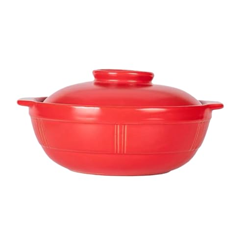PRETYZOOM Cocotte En Terre Cuite Résistante Aux Hautes Températures Pour Poulet Braisé Riz Soupe Antiadhésive 750 Ml Rouge
