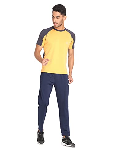 Image of CHKOKKO Men's Round Neck Gym T-Shirt Mustard Dark Grey M