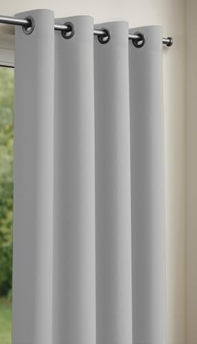 Rideau obscurcissant uni avec 8 œillets - 135x240 cm - Gris Perle - Isolation Thermique été/Hiver - Entretien Facile