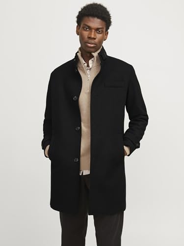 JACK & JONES Jjemelton Wool Coat Abrigo de Lana Negro para Hombre