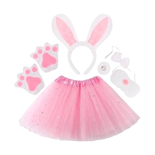 Disfraz de conejo para niños, traje suave de felpa rosa, disfraz de conejo de Pascua para niños, disfraz de falda para , Año Nuevo, interior, exterior, vacaciones, cumpleaños, hogar, escenario