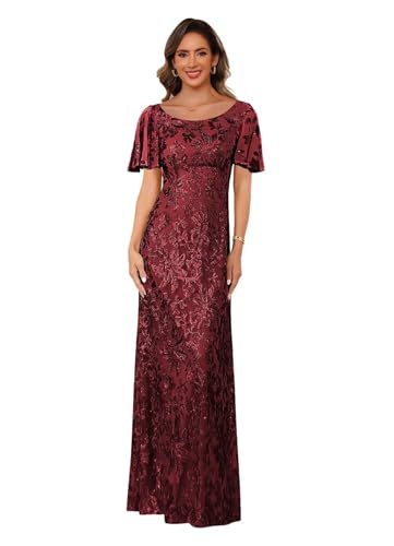 YOFF Mermaid Mother of The Bride Dresses for Women Short Sleeves Sequin Evening Formal Dress YO252