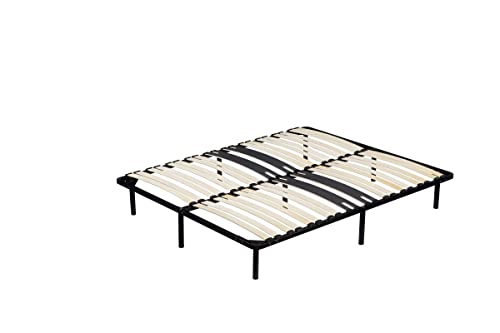 michel - Sommier 90x190 Noir Cadre a lattes Renforcé au niveau du bassin + 6 Pieds Hauteur 29 cm en Metal - Montage Rapide et Facile - epaisseur du Metal +/- 1,4 mm 18 lattes en 9 mm d'epaisseur Cover