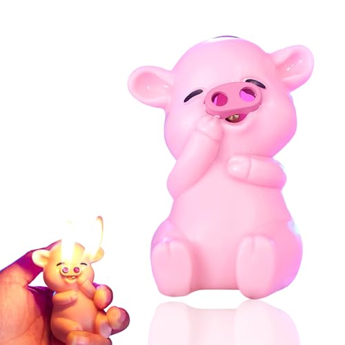 Pink Pig Double Flame Lighter, Refillable Butane Torch, Butane Soft Flame Lighter, Outdoor BBQ Candle (Sold Without Gas) - Pink