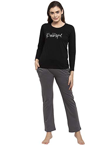 Image of Claura Women Cotton Solid Top & Pyjama Set