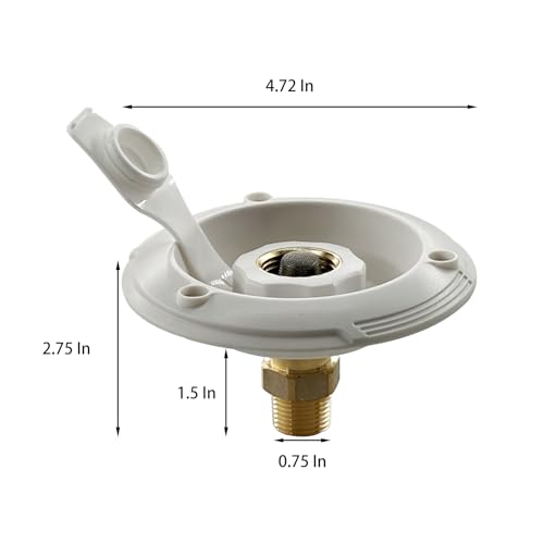 Image of RV City Water Inlet with Check Valve 3 /4'' NH Female to 1 /2'' NPT Male Thread RV Water Connection Fittings Replacement for Dust Plug RV Camper (White)