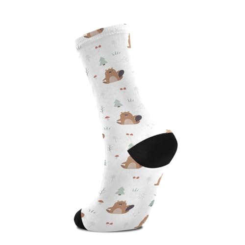 Wusikd Forest Funny Beavers Socks for Women and Men Mushrooms Long Socks for Athletic Running 14