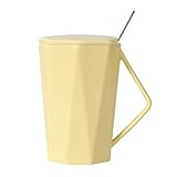 Material: cerámica BOOMZZ Cuchara De Cerámica Amantes Estudiante Taza Taza De Café 400ML Amarillo