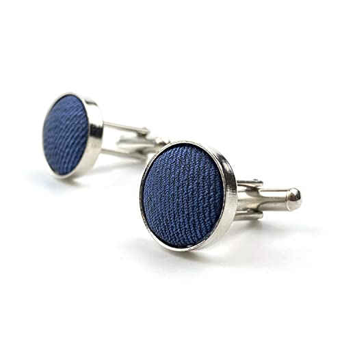 Mancuernillas sólidas azules para hombre miniatura 2