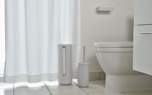 Image of Zone Denmark Nova One Ceramic Toilet Long Brush | with Brush Holder Soft Touch | Enhance Your Bathroom with a Chic and Practical Duo for Modern Style and Effortless Hygiene - Coating (Soft Grey)