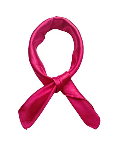 Women’s Solid Color Square Scarf Neckerchief (Fuchsia)
