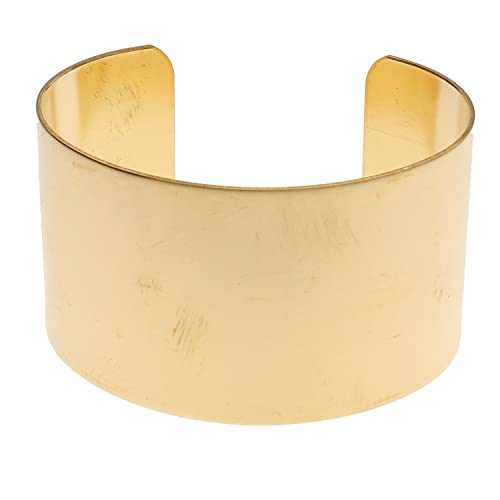 The Beadsmith Bracelet Cuff – Made of Raw Brass – Adjustable, Open Bangle for Men and Women - Flat Style, 1-1/2-Inch Wide – Minimalist Design Jewelry – Can Be DIY Custom Designed